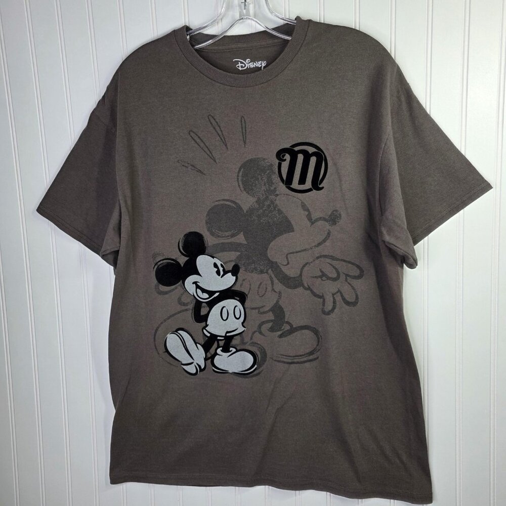 Disney Shirt Womens Large Gray Mickey Mouse Raised Graphic Tee Short Sl Cartoon
